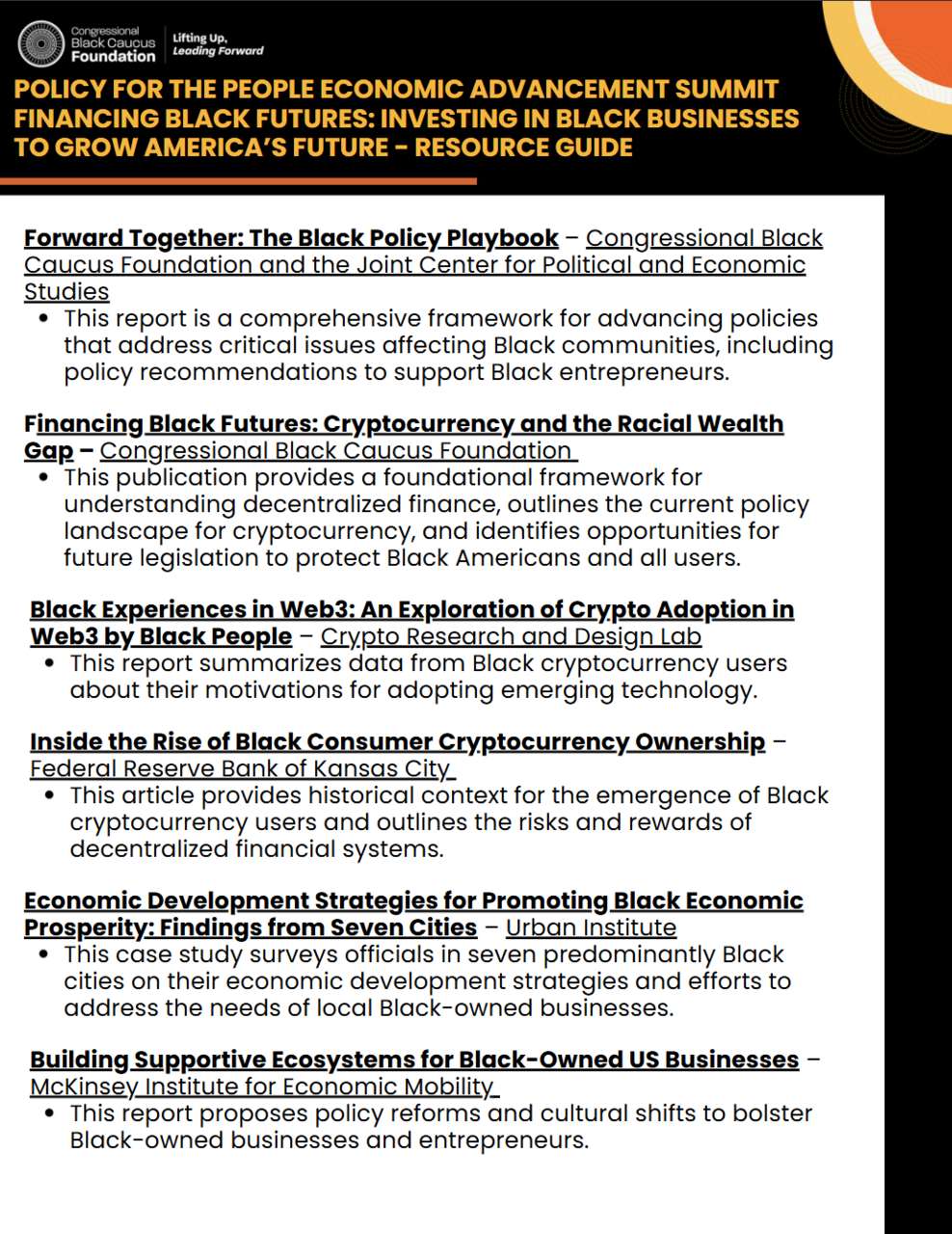 Publications Archive » Congressional Black Caucus Foundation » Advancing  the Global Black Community by Developing Leaders Informing Policy and  Educating the Public